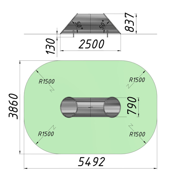 Фото Тоннель проходной на склон  D=790 L=2500 AGEO-TNN.2500.790 | ANIMATO
